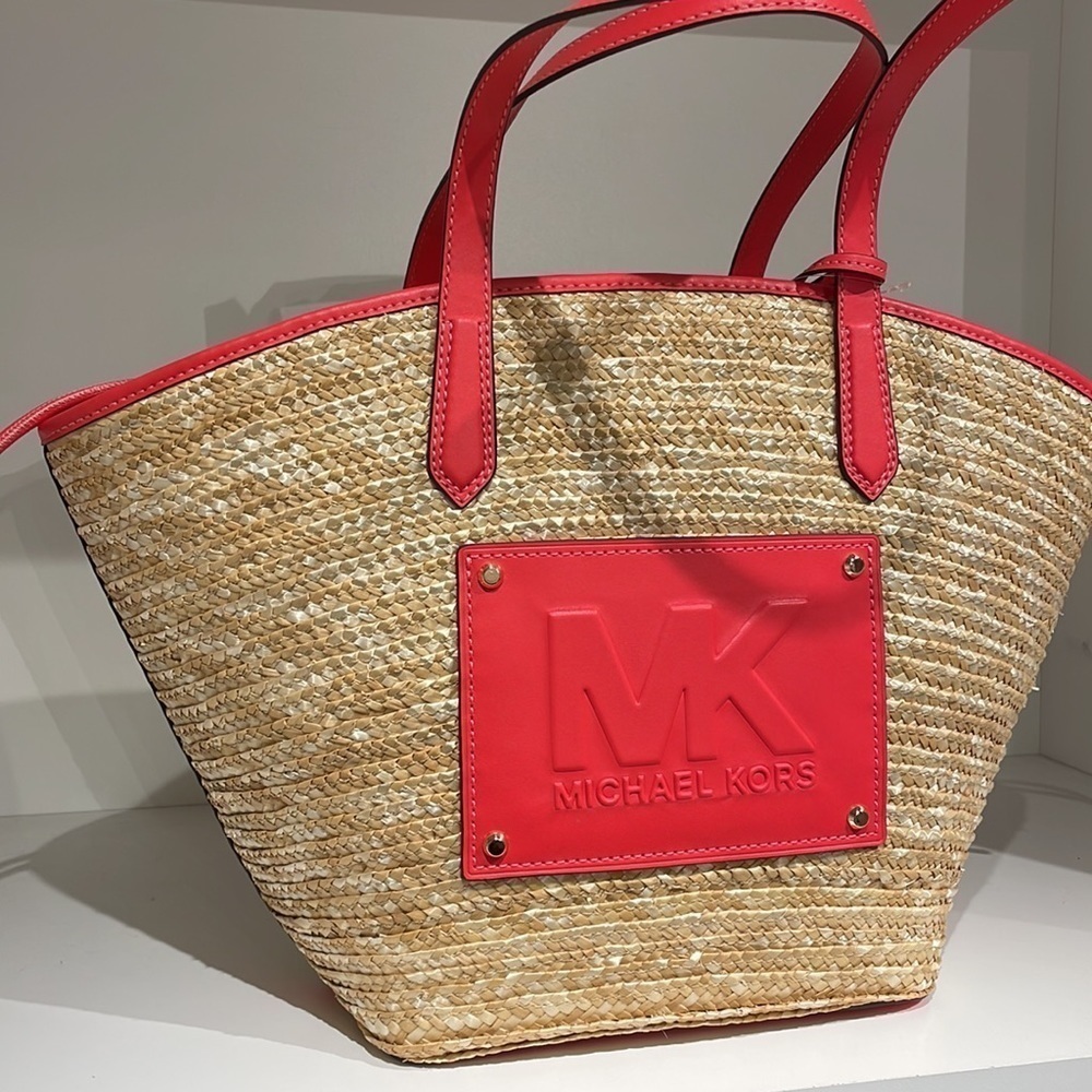 Michael Kors Kimber Large straw string tote shoulder bag - Picture 3 of 11